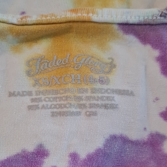 Faded Glory Tie-Dye Spaghetti Strap Kids Top, XS, good used condition, summer - Picture 2 of 5